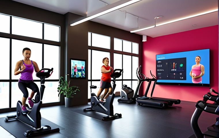 **

Prompt: A modern fitness studio interior, showcasing diverse individuals participating in specialized training sessions like prenatal fitness, endurance sports conditioning, and senior fitness. The scene incorporates wearable technology integration and data-driven personalized training displayed on screens. Focus on dynamic energy and a supportive, inclusive atmosphere.
Style: Realistic, vibrant colors, natural lighting.

**