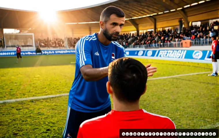 Home 17 스포츠 트레이너의 팀워크와 리더십 - Photorealistic sports trainer leading a diverse French amateur football team during a focused sideli...